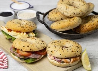 Bagel Sourdough Everything Sliced 4pk Frozen FRENCH BAKERY