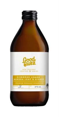Drink Kombucha Lemon, Manuka & Ginger 375ml x 12 GOOD BUZZ