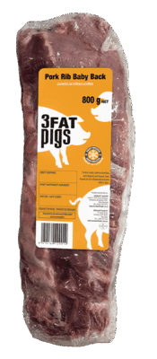 Pork Loin Ribs Baby Back 800g Frozen 3 FAT PIGS